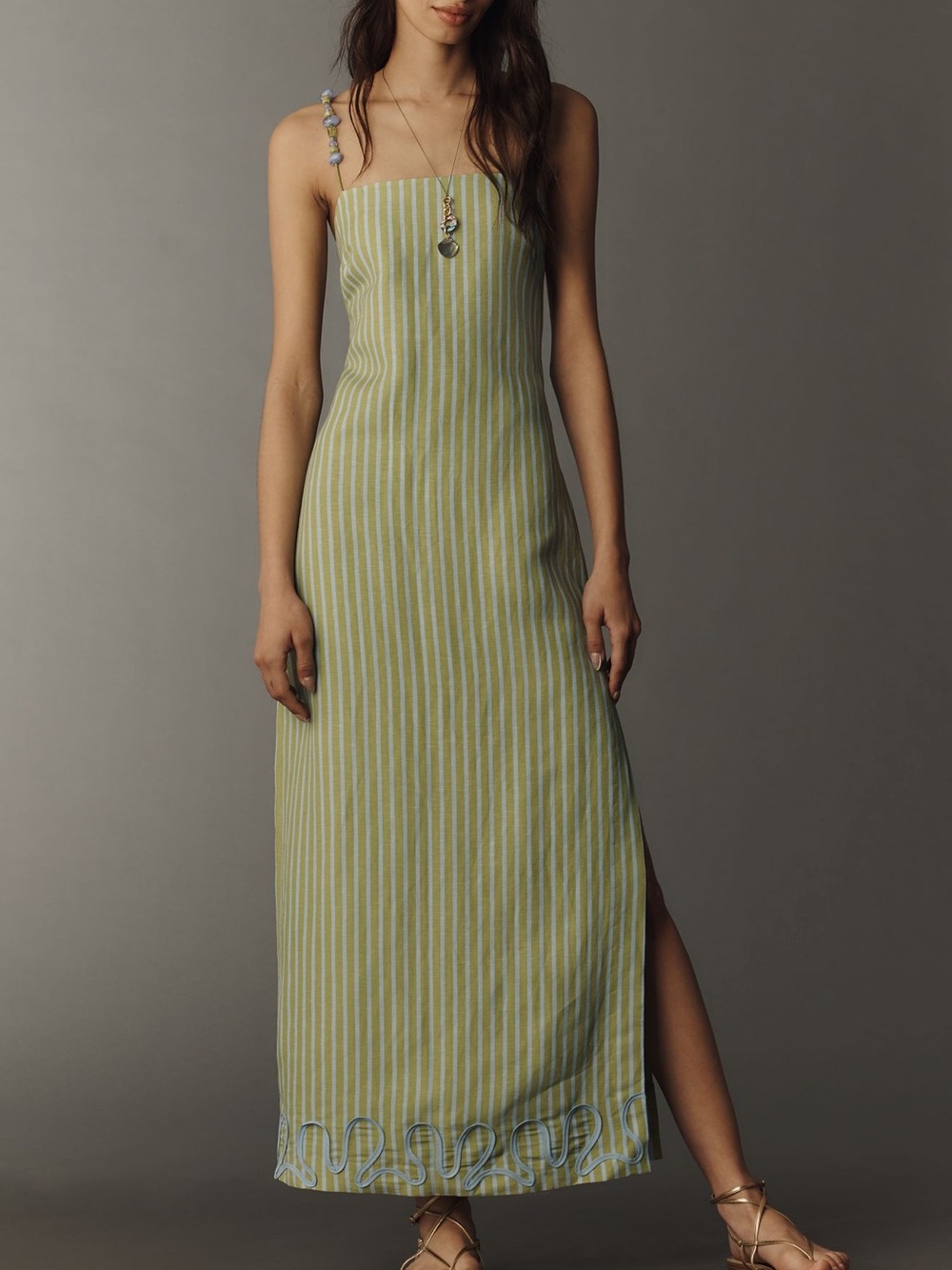 Anthropologie The Wolf Gang Embroidered Maxi Dress in Pastel Multicolor